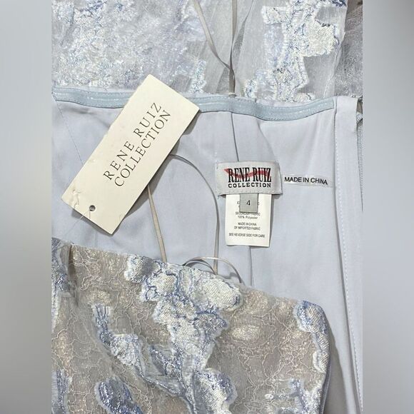 Rene Ruiz Collection Brocade Tulle Strapless Mermaid Gown size 4 - Picture 13 of 14